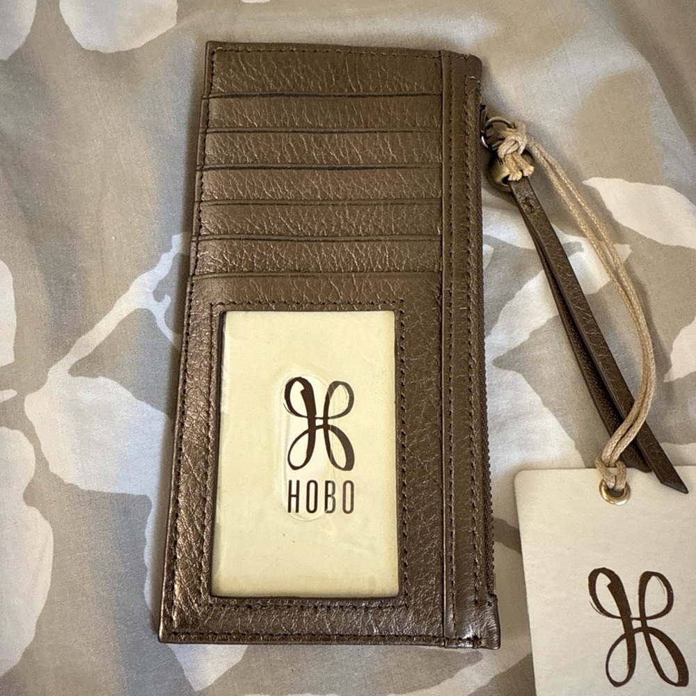 HOBO CARTE Leather Card Holder PEWTER NEW